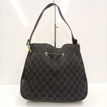 Gucci 001 3748 Handbag Gg Canvas Leather Black Ja-25117