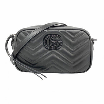 Gucci Gg Marmont Shoulder Bag 447632 Leather Black