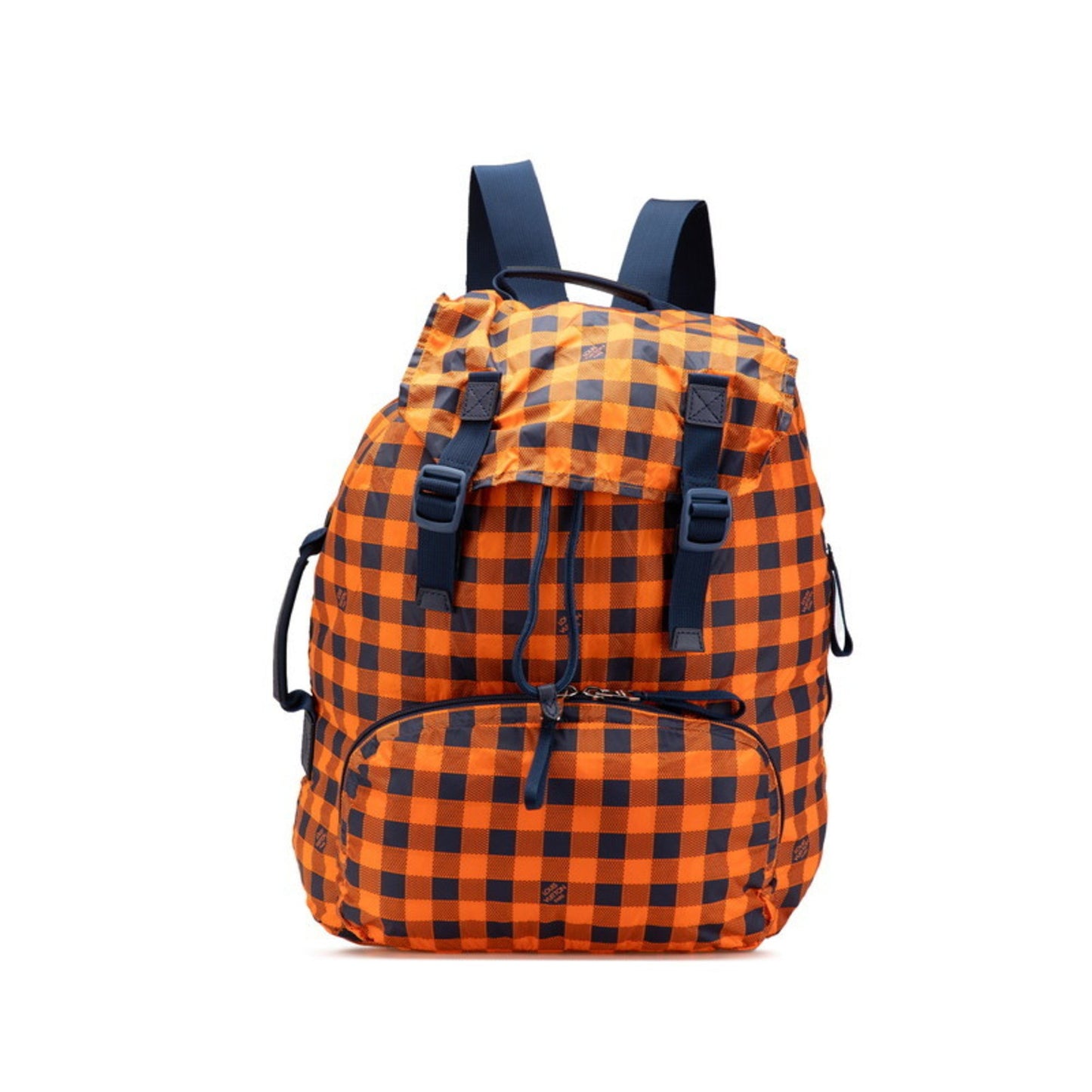 Louis Vuitton Damier Aventure Backpack N41188 Orange Navy Nylon Leather
