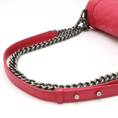 Chanel Boy Chanel Matelasse Coco Mark Chain Bag Shoulder Leather Pink A67086