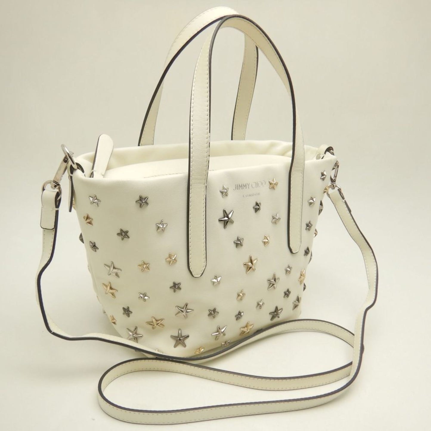 Jimmy Choo Mini Sarah Star Stud Handbag In White Leather