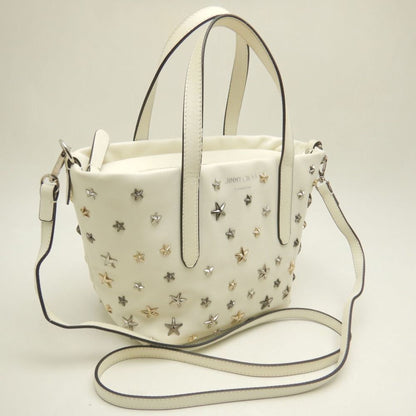 Jimmy Choo Mini Sarah Star Stud Handbag In White Leather