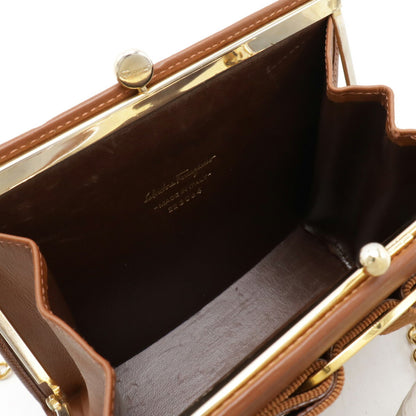 Salvatore Ferragamo Vara Chain Shoulder Bag Pochette Brown