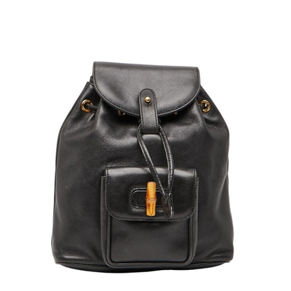 Gucci Bamboo Backpack 003 1705 0030 Black Suede Leather