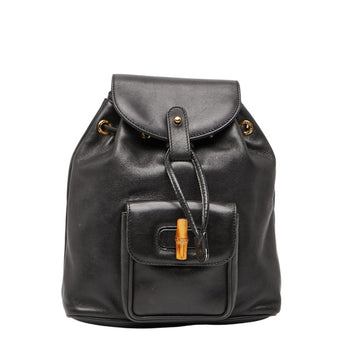 Gucci Bamboo Backpack 003 1705 0030 Black Suede Leather