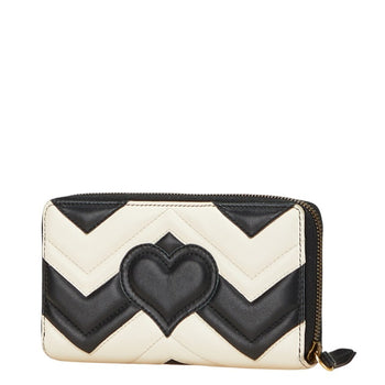 Gucci Gg Marmont Heart Quilted Zip-Around Long Wallet 443123 White