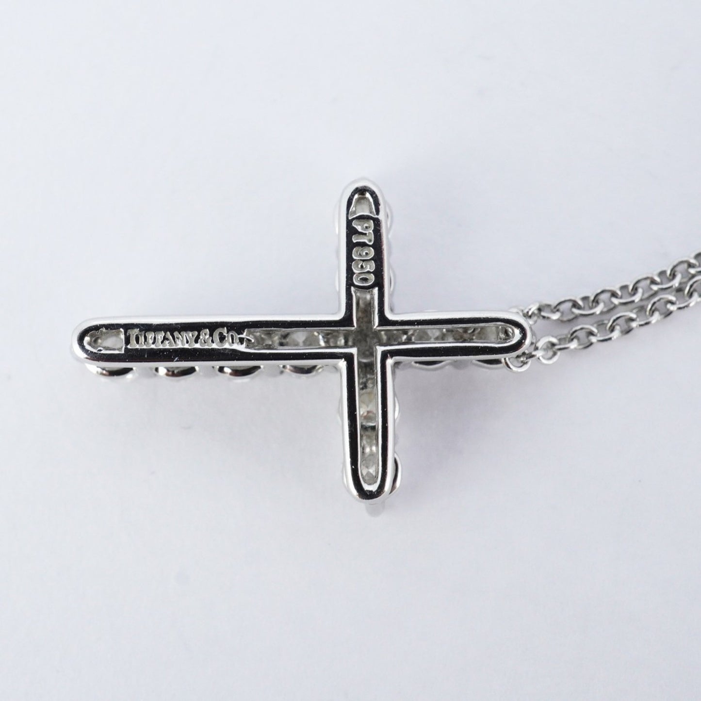 Tiffany Small Cross Necklace 11Pd Pt950 Platinum Diamond