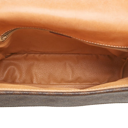 Celine Macadam Crossbody Shoulder Bag In Brown Leather