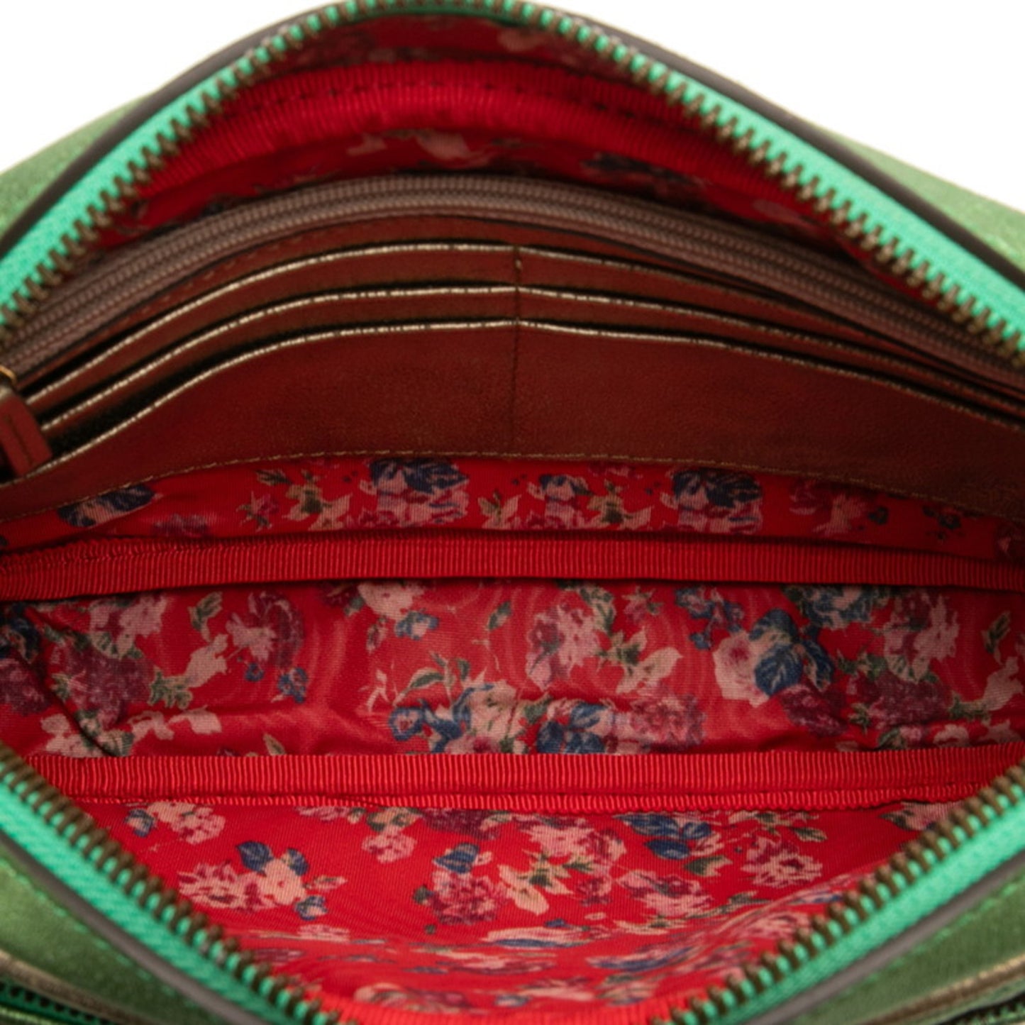 Gucci Laminated Quilted Clutch Bag/Second Bag 540985 Red Green Gold Leather