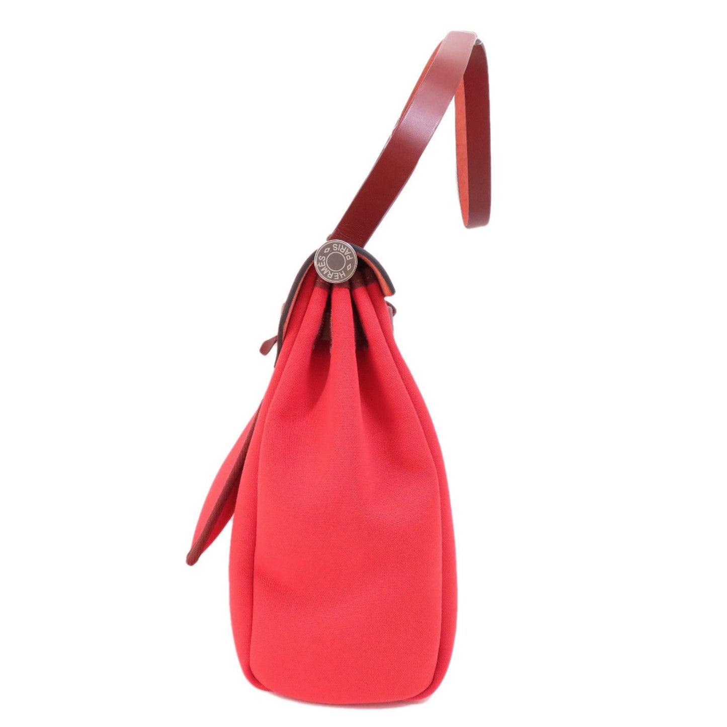 Hermes Airbag Zip Pm Red Handbag Toile Officier