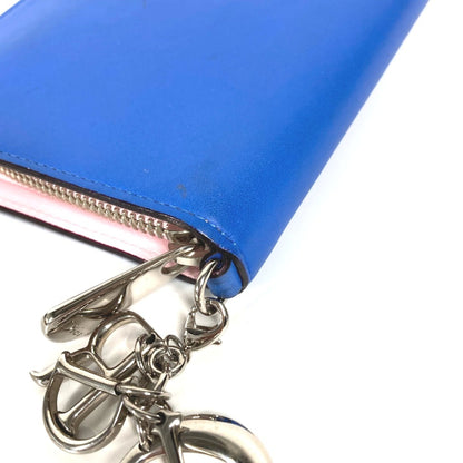 Christian Dior Long Wallet Zip Around Long Wallet Blue Black