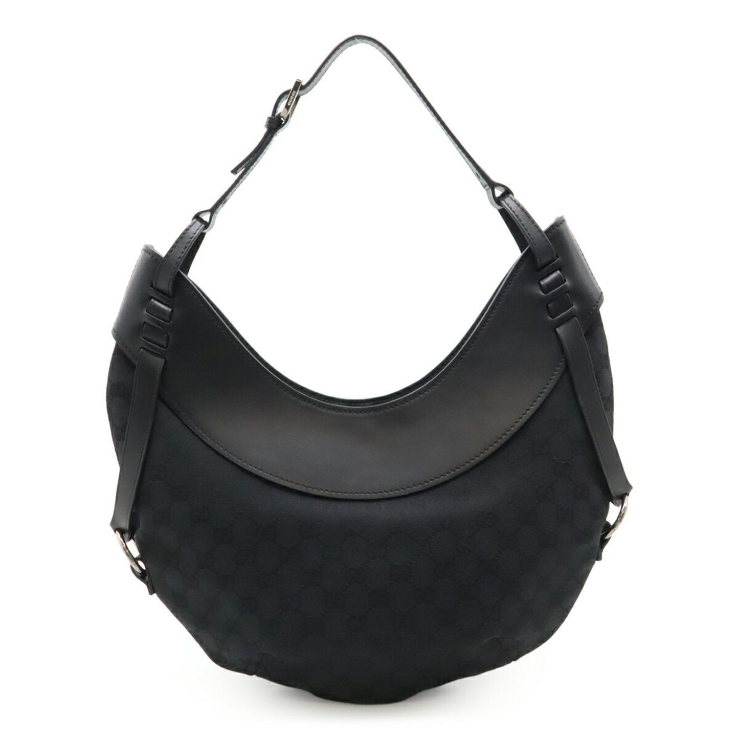 Gucci Gg Canvas Shoulder Bag In Black Leather