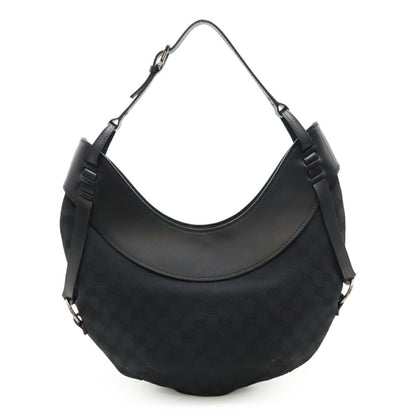 Gucci Gg Canvas Shoulder Bag In Black Leather