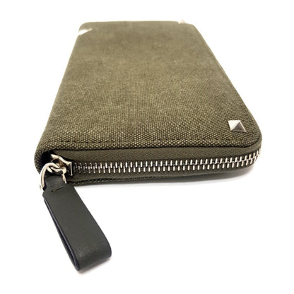 Valentino Garavani Studded Vltn Print Round Long Wallet Canvas X Leather
