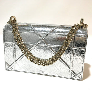 Christian Dior Small Flap Bag Bag Chain Shoulder Shoulder Bag Silver Goldhardware