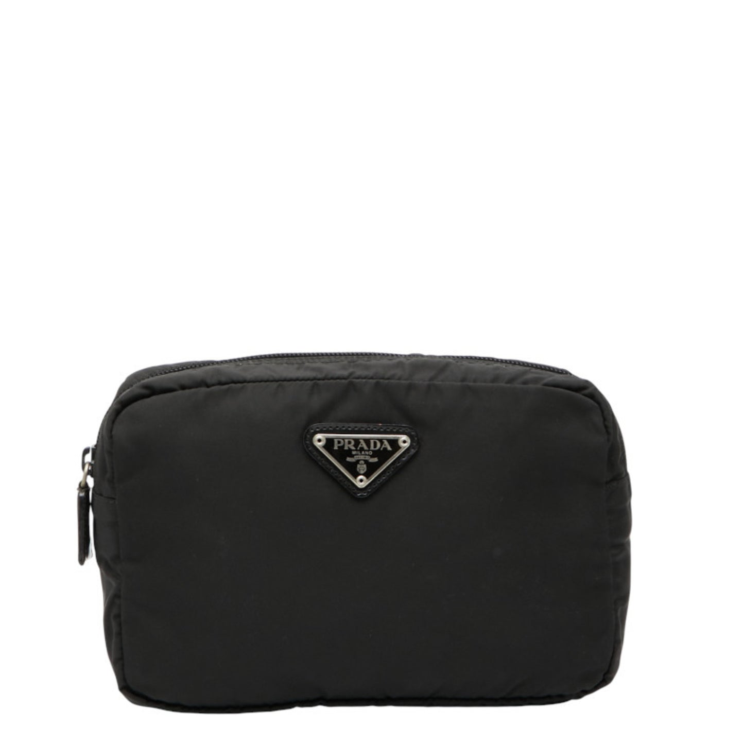 Prada Triangle Logo Plate Pocono Pouch Mv348 Black Nylon