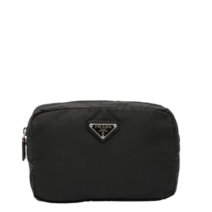 Prada Triangle Logo Plate Pocono Pouch Mv348 Black Nylon