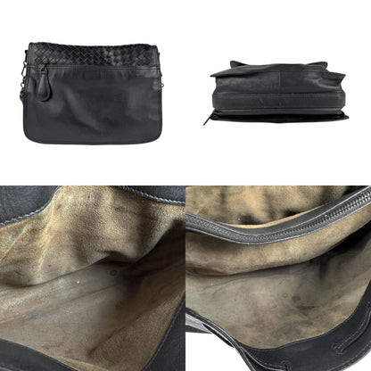 Bottega Veneta Shoulder Bag Intrecciato Leather Black