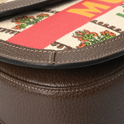 Gucci Bamboo 2-Way Sony 100Th Anniversary Model Beige/Green Women'S Canvas And Leather Handbag