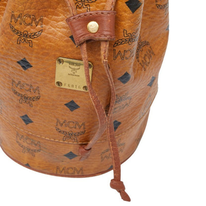 Mcm Visetos Logogram Shoulder Bag In Brown Leather