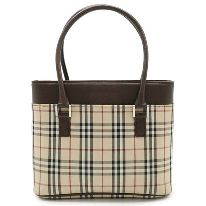 Burberry Nova Check Pattern Handbag Tote Bag Canvas Leather Beige Dark Brown Black Bordeaux