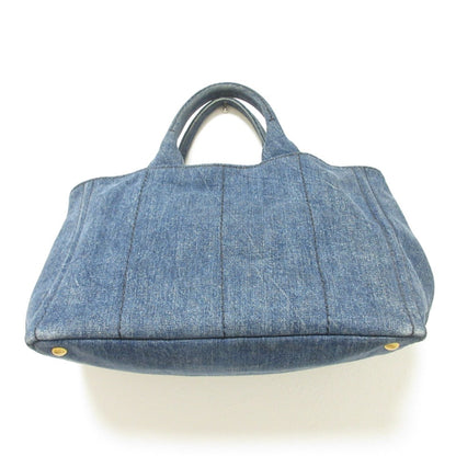 Prada Canapa Triangle Logo Plate Denim 2-Way Handbag/Shoulder Bag