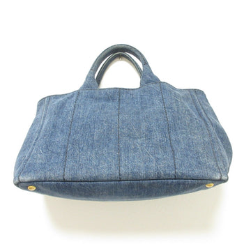 Prada Canapa Triangle Logo Plate Denim 2-Way Handbag/Shoulder Bag