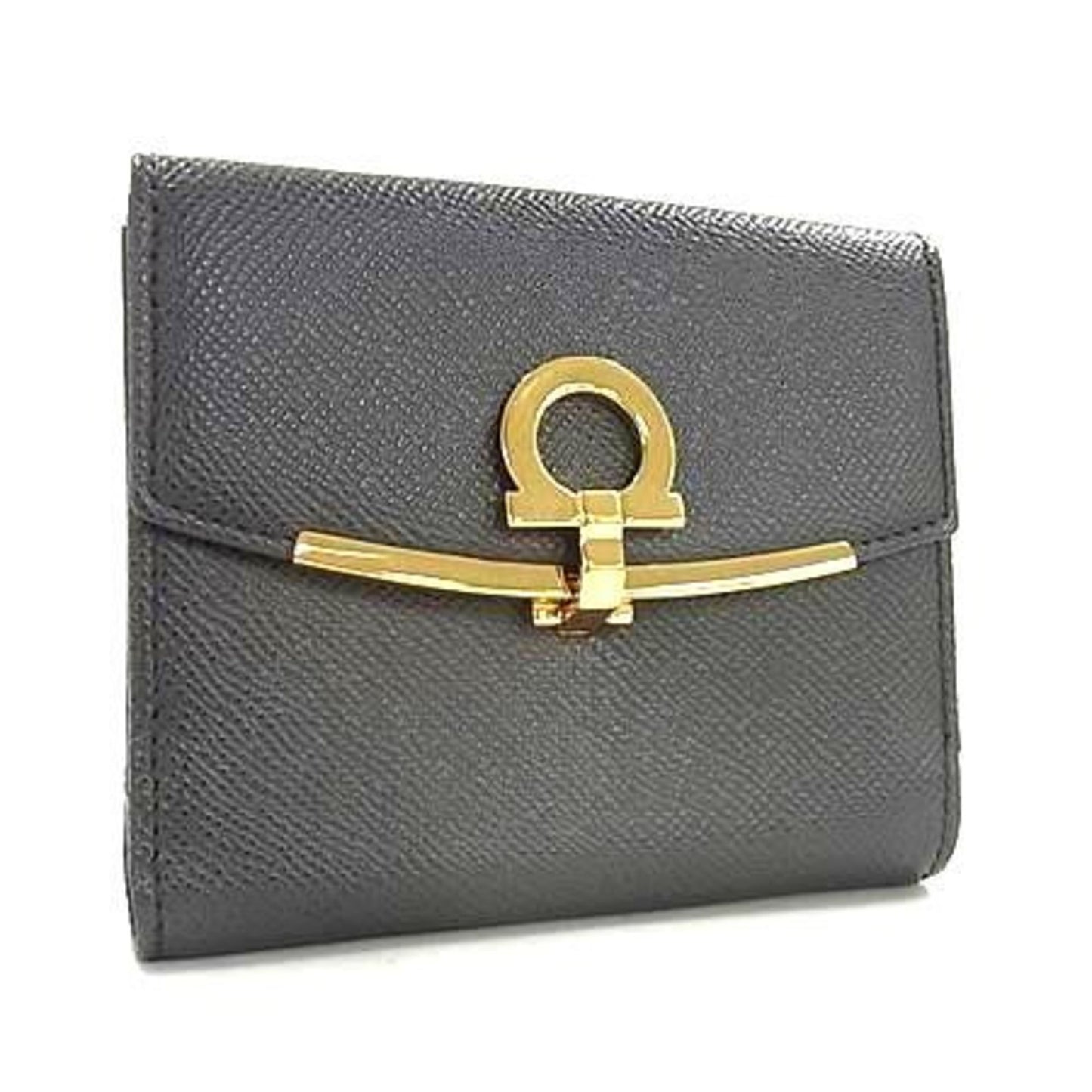 Salvatore Ferragamo Gancini Wallet Dp22C877 Gray Leather