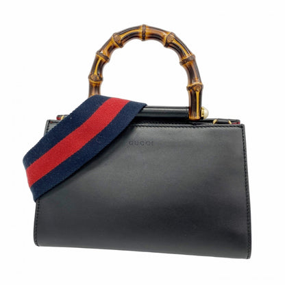 Gucci Bamboo Handbag 470271 Leather Black 2-Way Bag