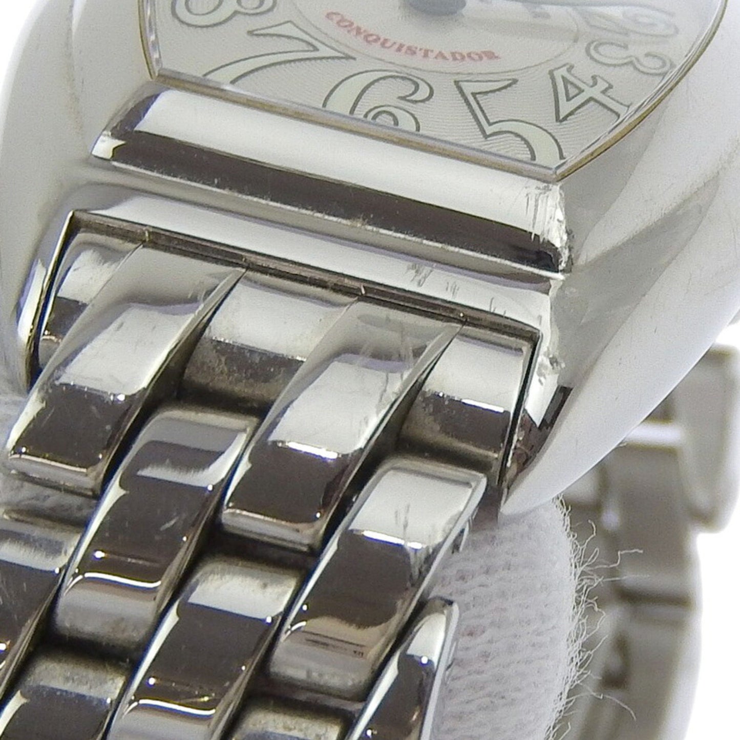 Franck Muller Conquistador Watch 8005L Stainless Steel Quartz Analog Display Silver Dial