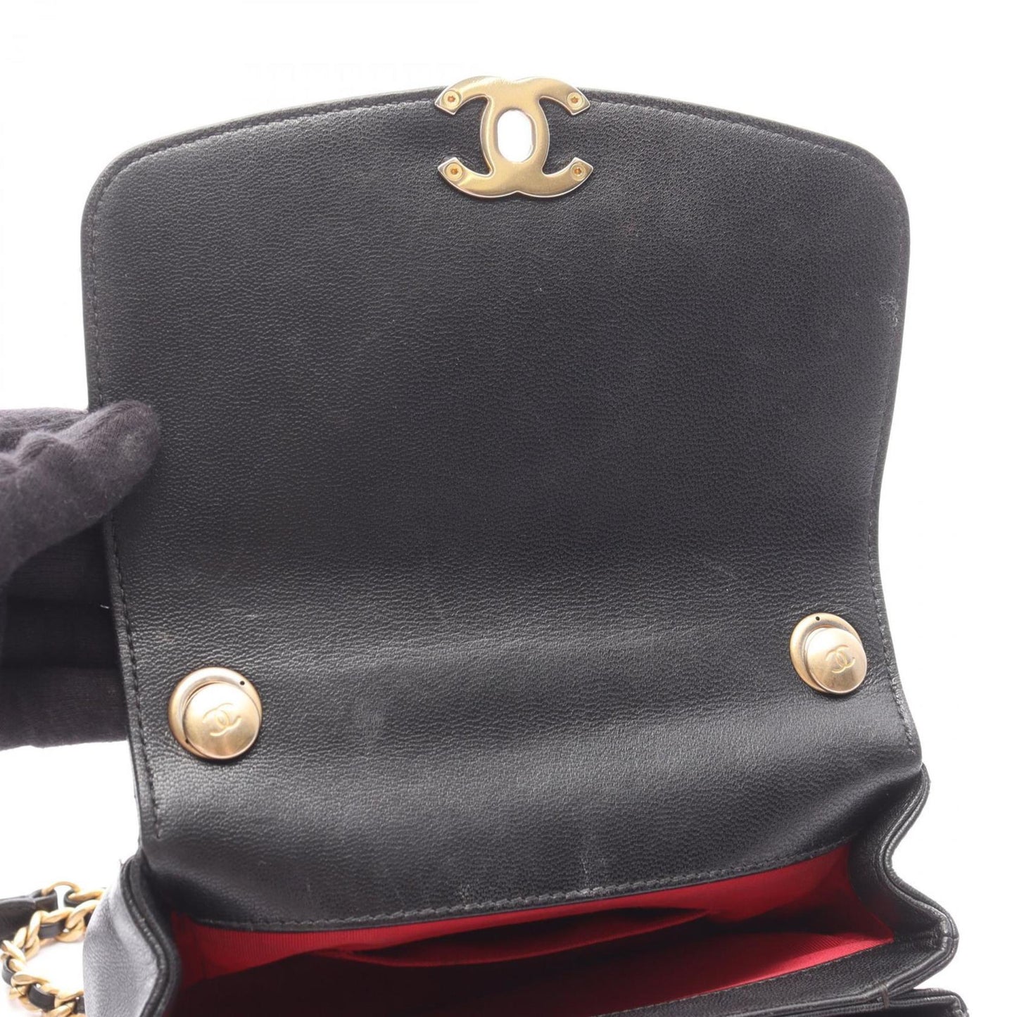 Chanel Chevron V-Stitch Top Handle Shoulder Bag Leather