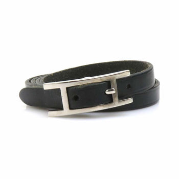 Hermes Herms Api Leather Bracelet In Black