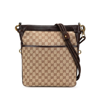 Gucci Gg Canvas Crossbody Shoulder Bag 109097 Beige Brown Leather