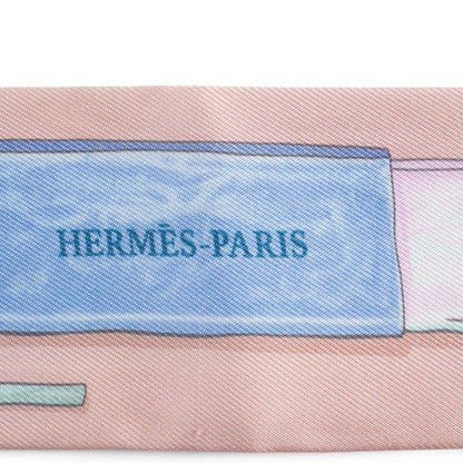 Hermes Herms Twilly In-The-Pocket Silk Scarf With Multicolored Pink Ribbon (H062340S