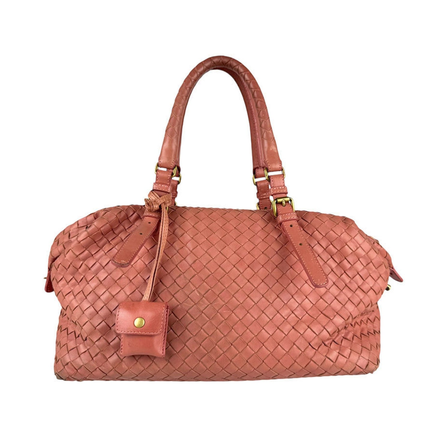 Bottega Veneta Intrecciato Leather Handbag In Coral Pink