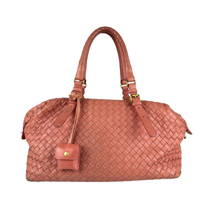 Bottega Veneta Intrecciato Leather Handbag In Coral Pink