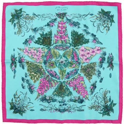 Like New Herms Carr 45 Pythagore Silk Multicolor Scarf Muffler 0086 Hermes