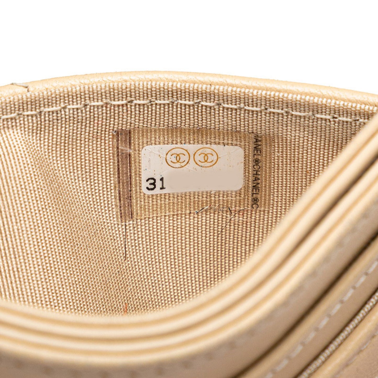 Chanel Coco Mark Matelasse Business Card Case/Card Case/Pass Case Beige Lambskin