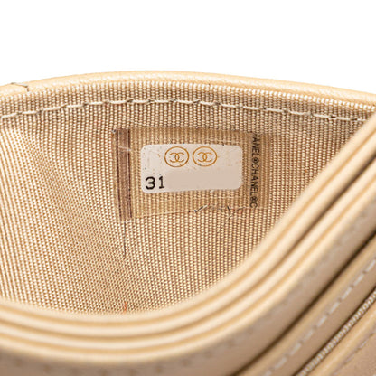 Chanel Coco Mark Matelasse Business Card Case/Card Case/Pass Case Beige Lambskin