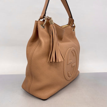 Gucci Soho Handbag 536194 Leather Beige Champagne 2-Way Bag