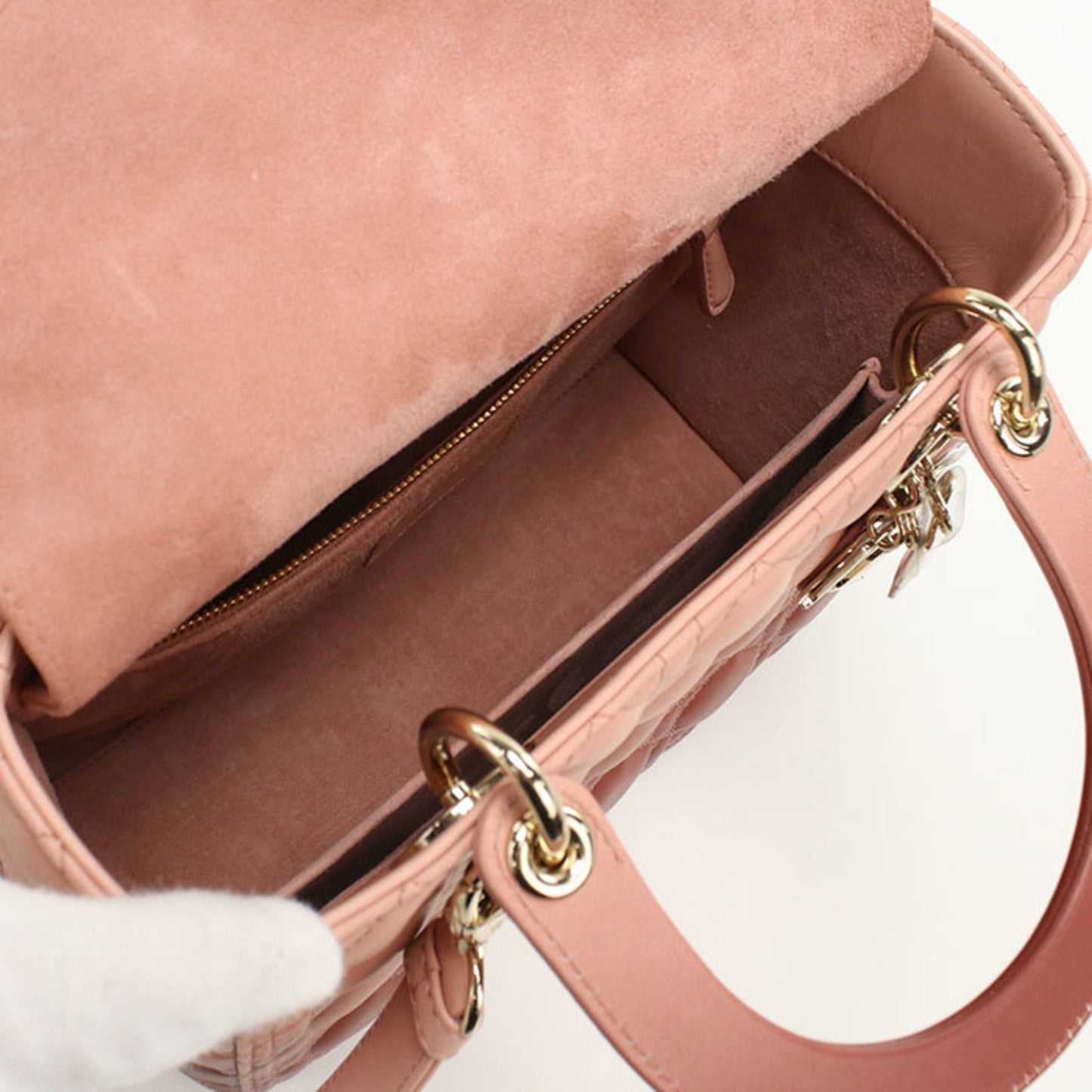 Christian Dior Dior Lady Dior Medium Handbag In Pink