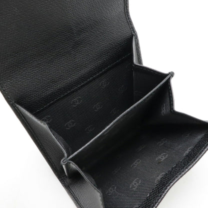 Chanel Coco Button Tri-Fold W Wallet Double Leather Black A20902