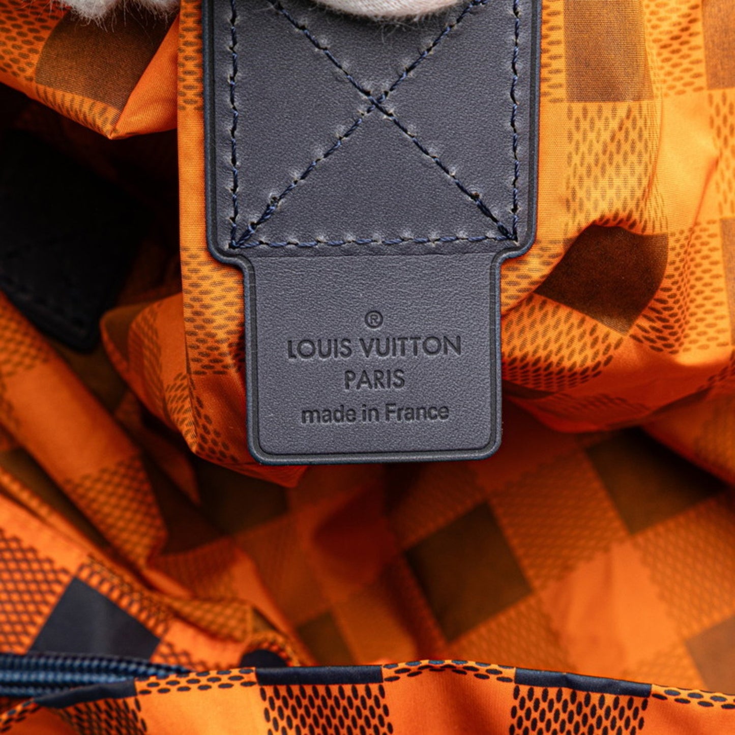 Louis Vuitton Damier Aventure Backpack N41188 Orange Navy Nylon Leather