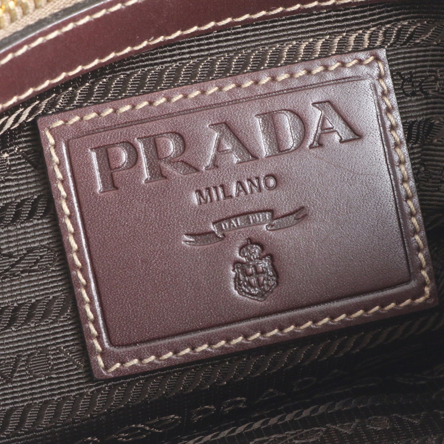 Prada Logo Jacquard Leather Shoulder Bag