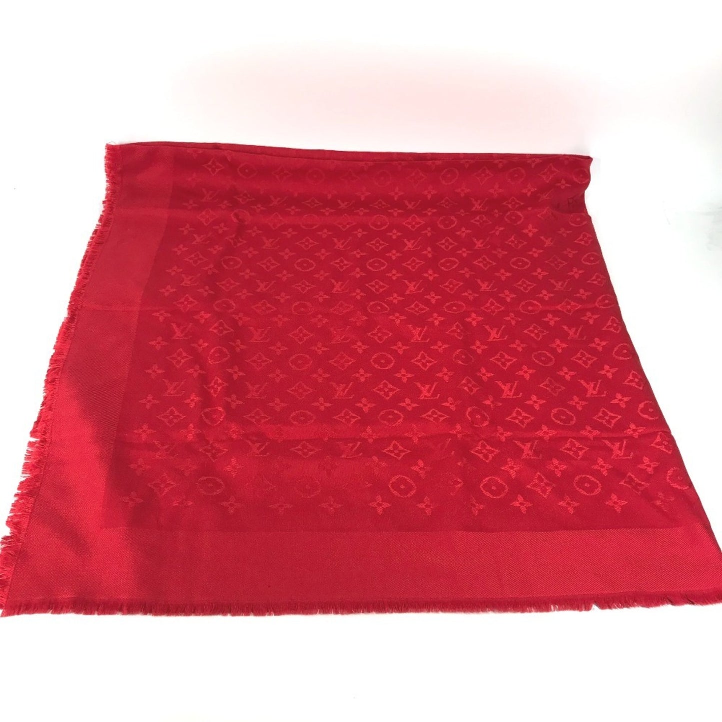 Louis Vuitton Louis Vuitton Monogram Stole Scarf Fringe Shawl Wool Silk