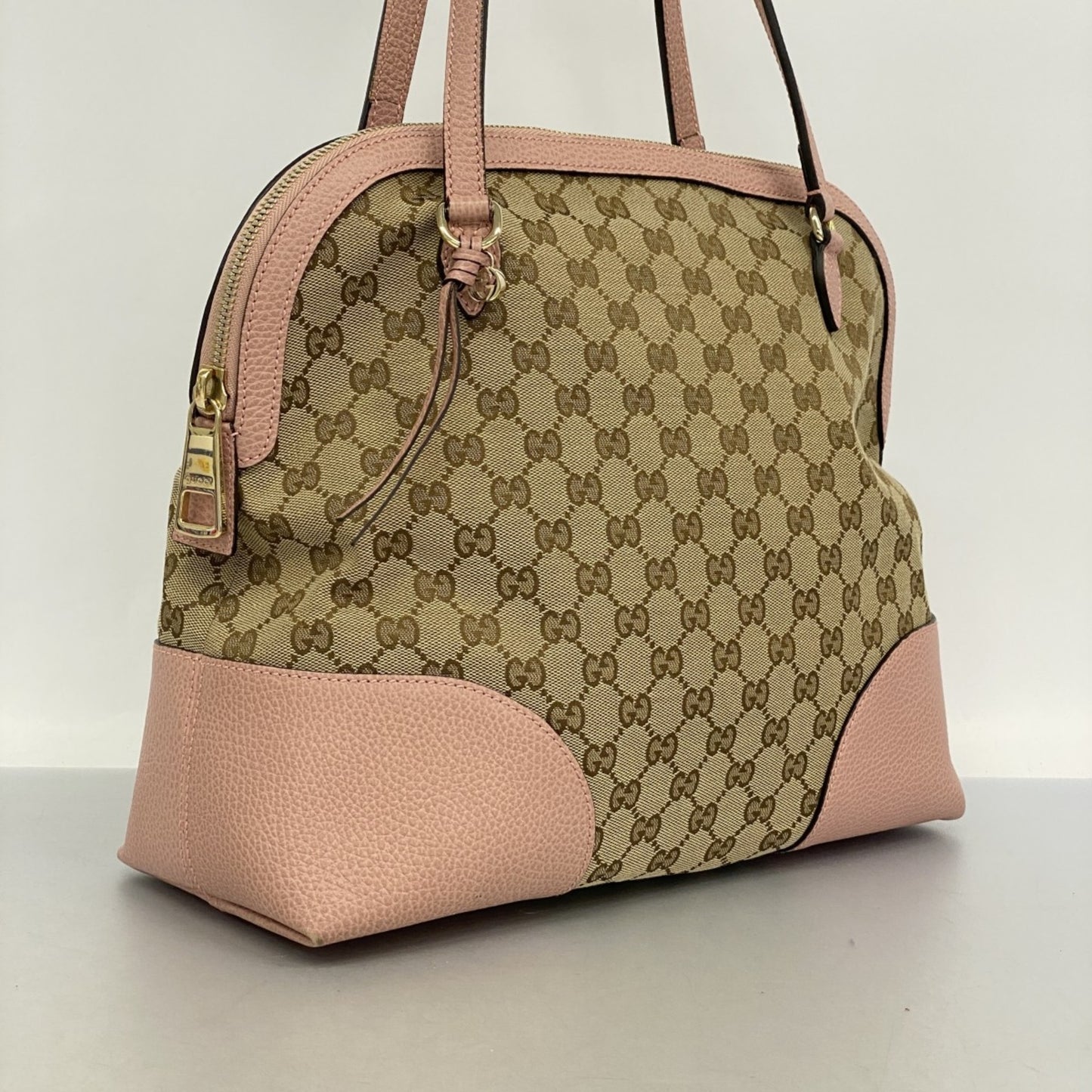 Gucci Gg Canvas Interlocking G Shoulder Bag 449243 Beige Pink Champagne