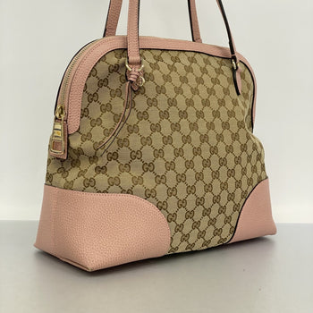 Gucci Gg Canvas Interlocking G Shoulder Bag 449243 Beige Pink Champagne