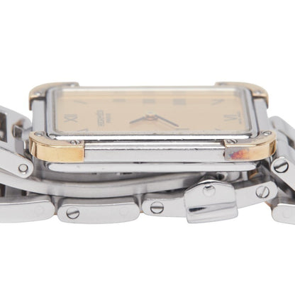 Herms Cloiseur Watch Cr1.220 Quartz Gold Dial Stainless Steel Plated