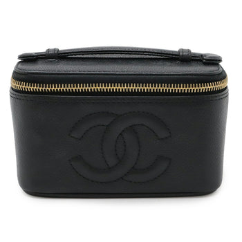 Chanel Coco Mark Vanity Bag Mini Pouch Caviar Leather Black