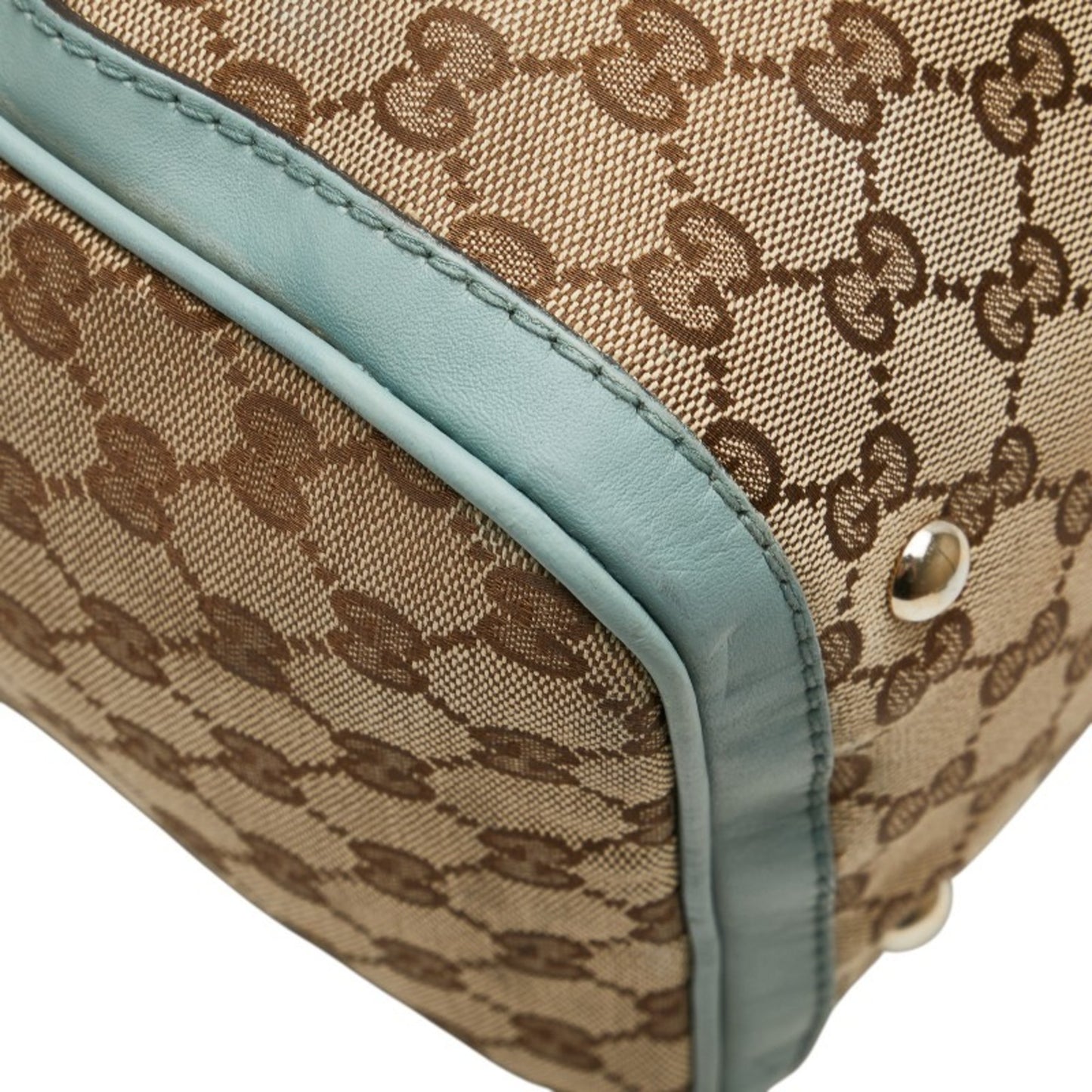 Gucci Gg Canvas Handbag/Shoulder Bag 2Way 247205 Beige Blue Leather